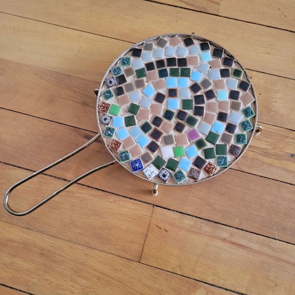 Vintage Mosaic Trivet Pan Pot Holder Ceramic Mat